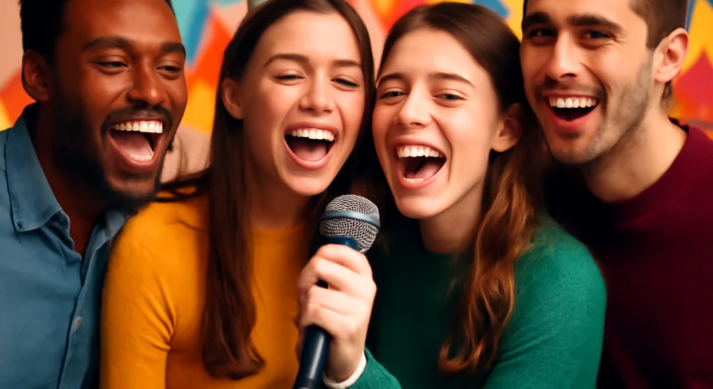 Karaoke para Aniversário com amigos se divertindo