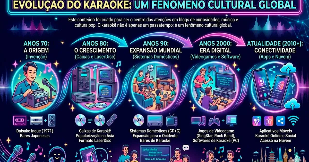 Karaokê em evento festivo representando a evolução do karaokê do Japão para o mundo